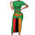 Personalised Zambia Short Sleeve Bodycon Dress Flag Style Mix Kente Pattern