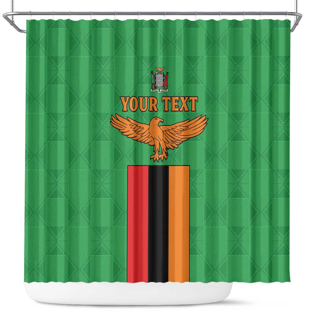 Personalised Zambia Shower Curtain Flag Style Mix Kente Pattern