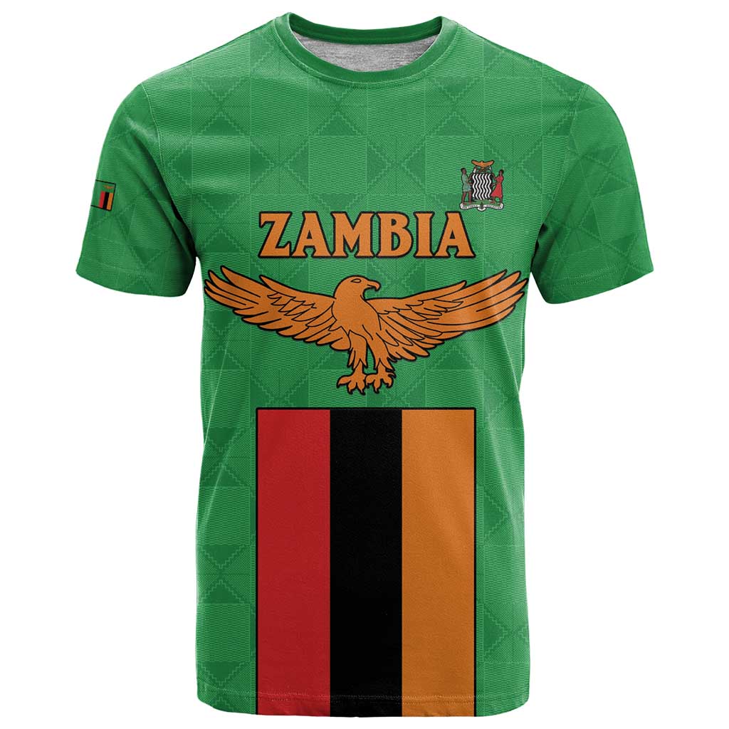 Personalised Zambia T Shirt Flag Style Mix Kente Pattern