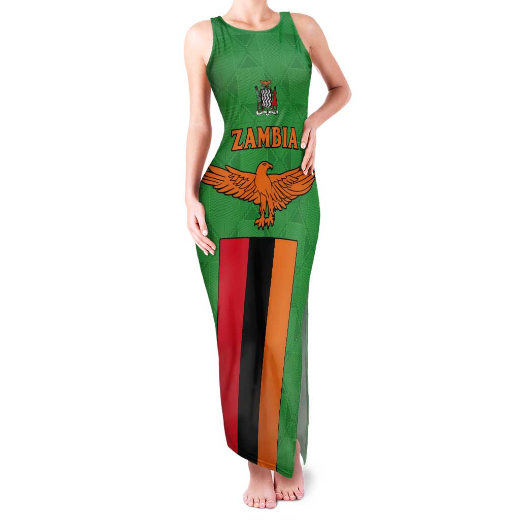 Personalised Zambia Tank Maxi Dress Flag Style Mix Kente Pattern