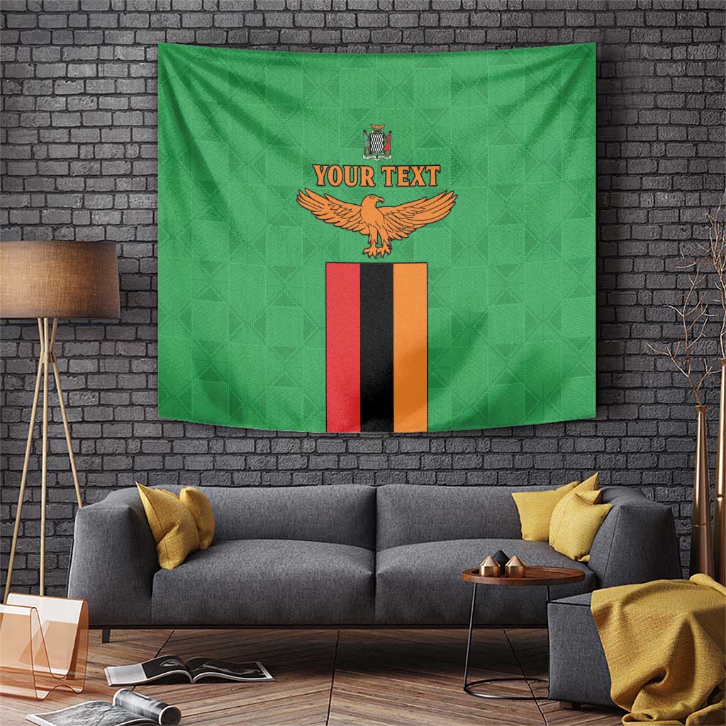 Personalised Zambia Tapestry Flag Style Mix Kente Pattern