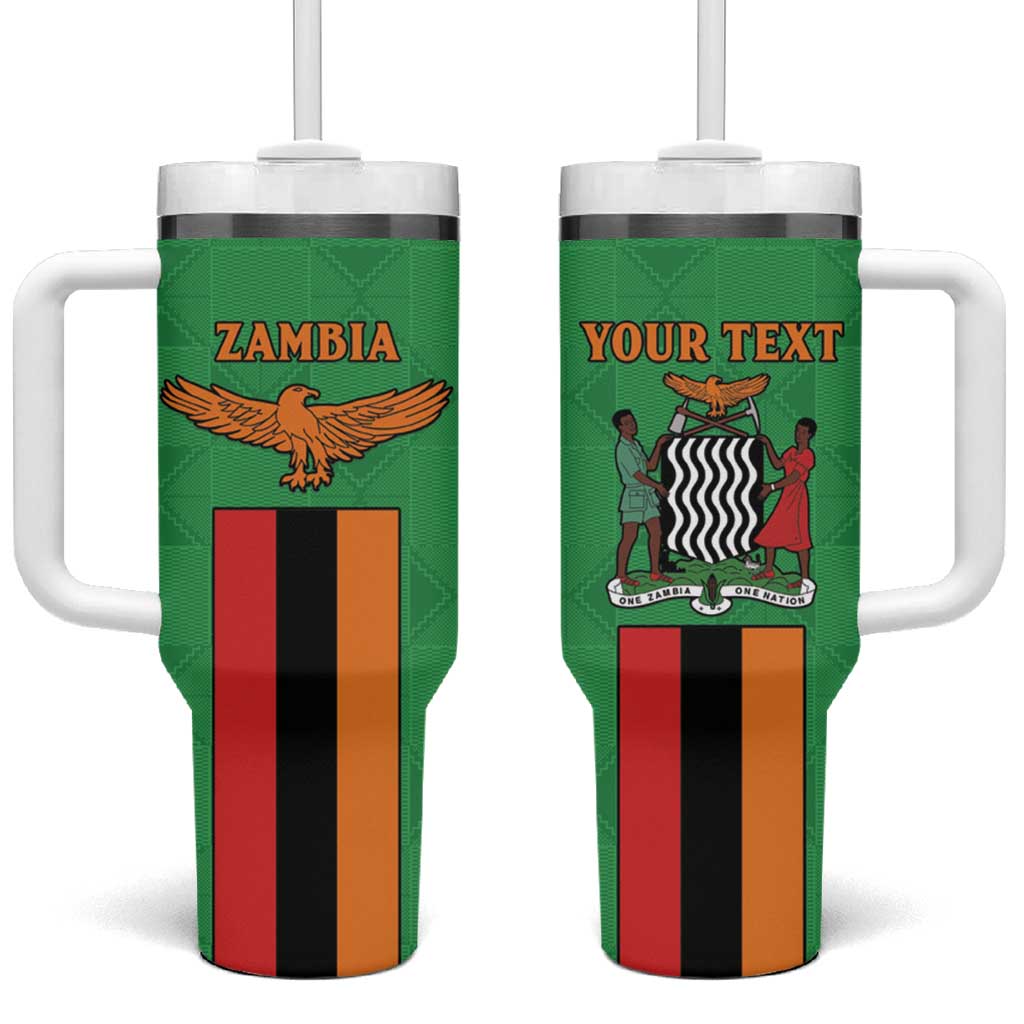 Personalised Zambia Tumbler With Handle Flag Style Mix Kente Pattern