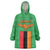 Personalised Zambia Wearable Blanket Hoodie Flag Style Mix Kente Pattern