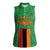 Personalised Zambia Women Sleeveless Polo Shirt Flag Style Mix Kente Pattern