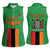 Personalised Zambia Women Sleeveless Polo Shirt Flag Style Mix Kente Pattern