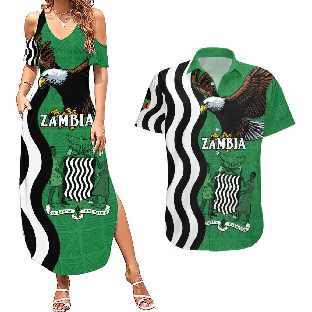 Zambia Couples Matching Summer Maxi Dress and Hawaiian Shirt One Zambia One Nation