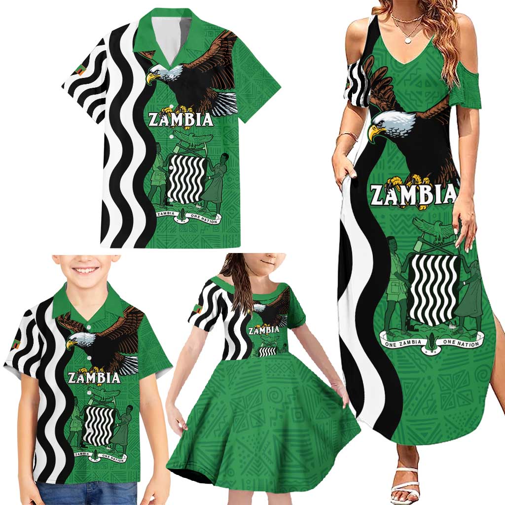 Zambia Family Matching Summer Maxi Dress and Hawaiian Shirt One Zambia One Nation