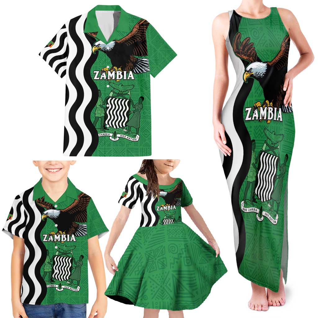 Zambia Family Matching Tank Maxi Dress and Hawaiian Shirt One Zambia One Nation