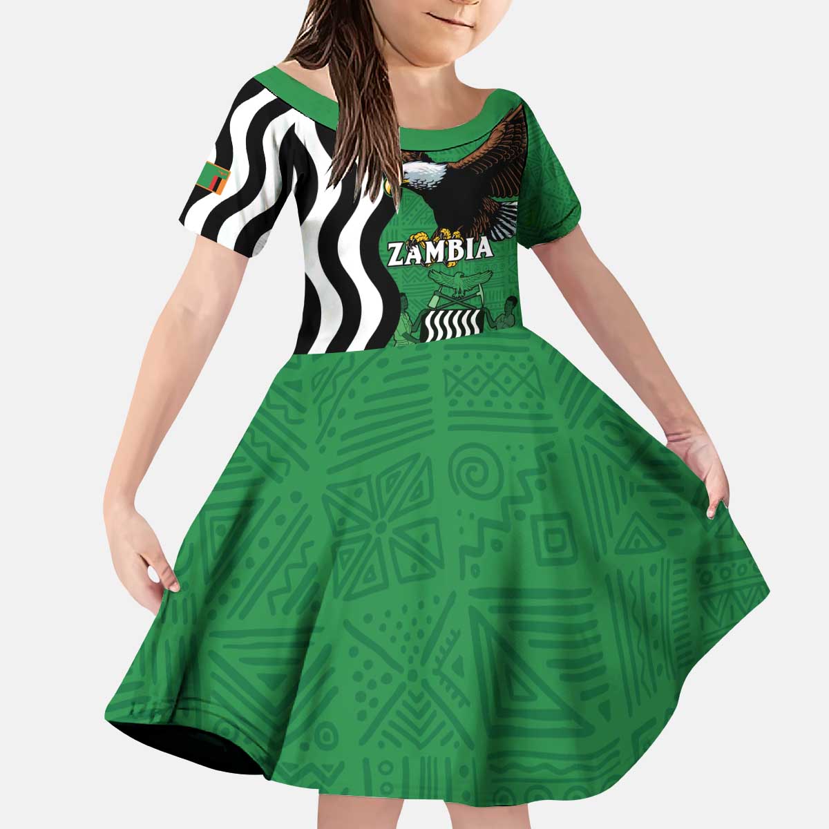 Zambia Kid Short Sleeve Dress One Zambia One Nation