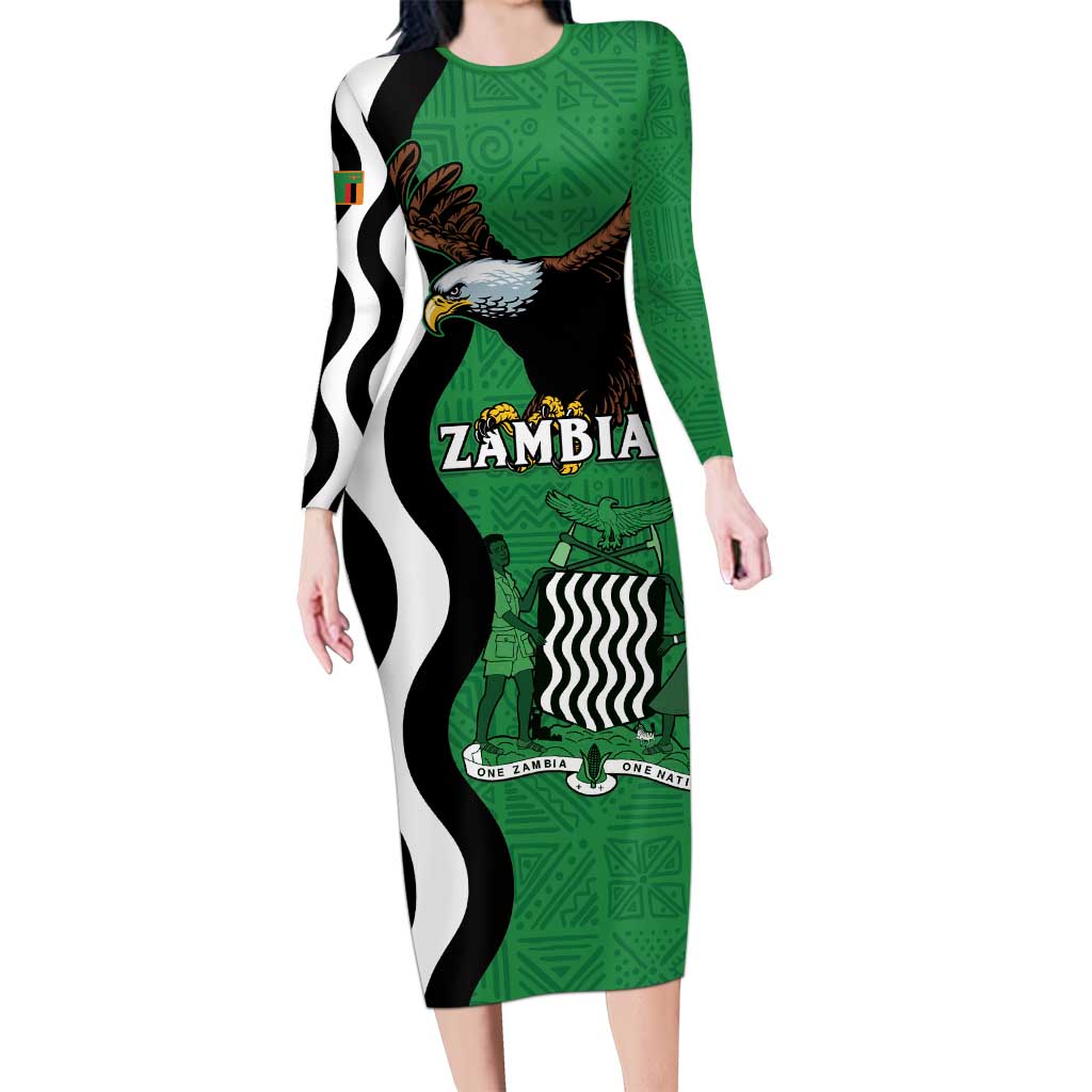 Zambia Long Sleeve Bodycon Dress One Zambia One Nation