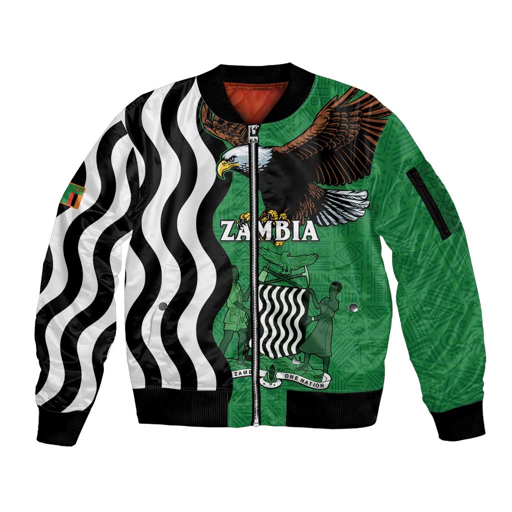 Zambia Sleeve Zip Bomber Jacket One Zambia One Nation