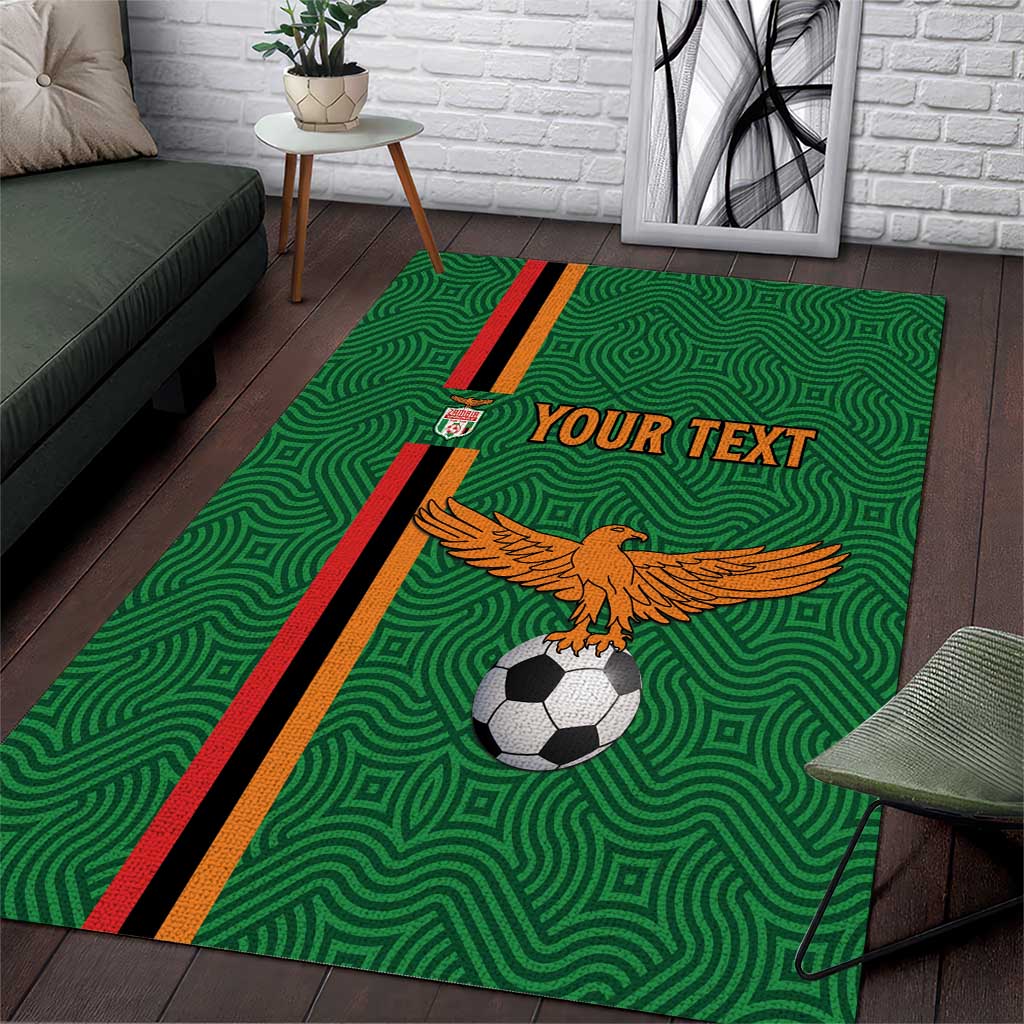 Custom Zambia Football Area Rug Go Copper Bullets