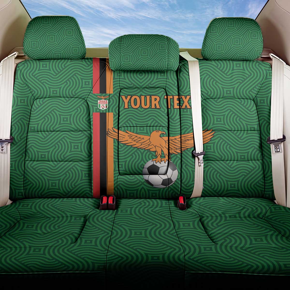 Custom Zambia Football Back Car Seat Cover Go Copper Bullets