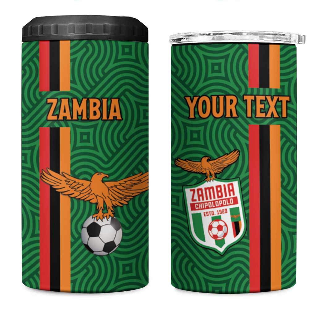 Custom Zambia Football 4 in 1 Can Cooler Tumbler Go Copper Bullets