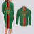 Custom Zambia Football Couples Matching Long Sleeve Bodycon Dress and Long Sleeve Button Shirt Go Copper Bullets