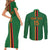 Custom Zambia Football Couples Matching Short Sleeve Bodycon Dress and Long Sleeve Button Shirt Go Copper Bullets