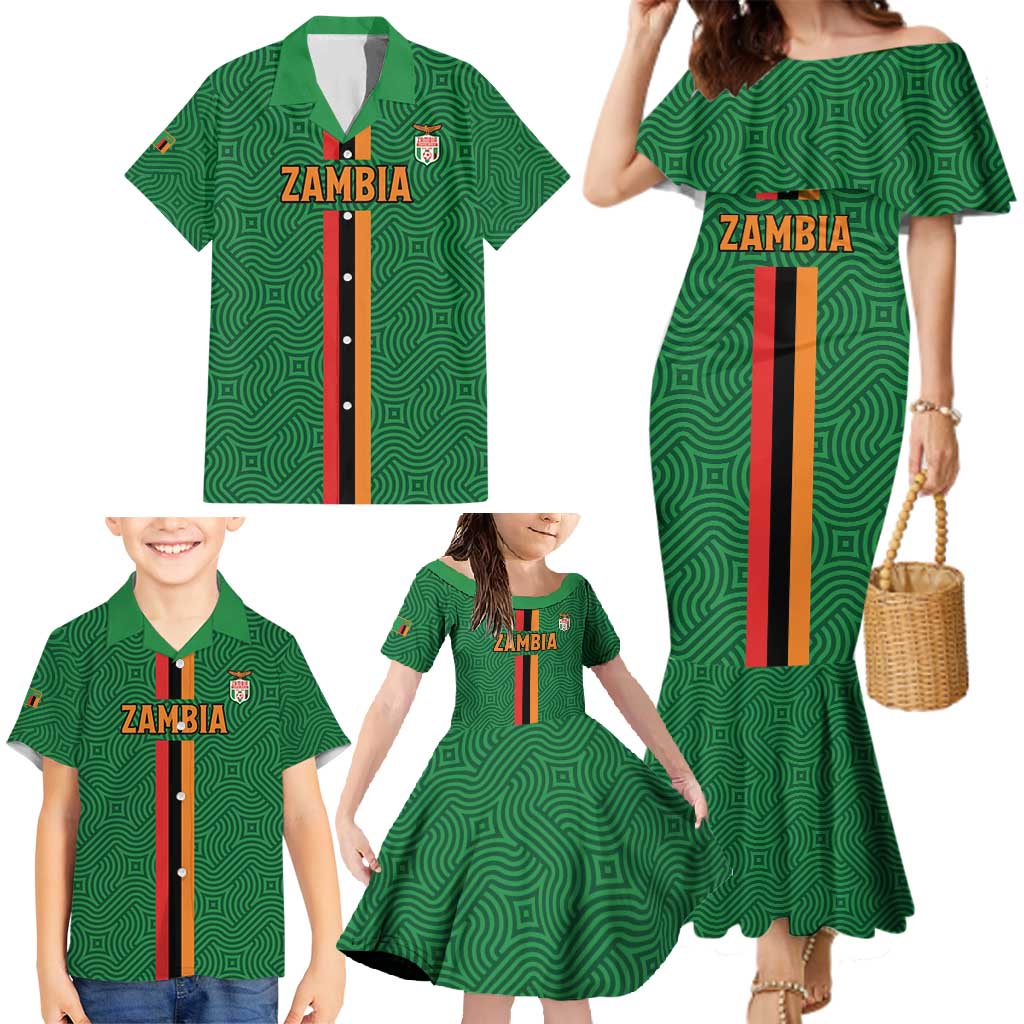 Custom Zambia Football Family Matching Mermaid Dress and Hawaiian Shirt Go Copper Bullets