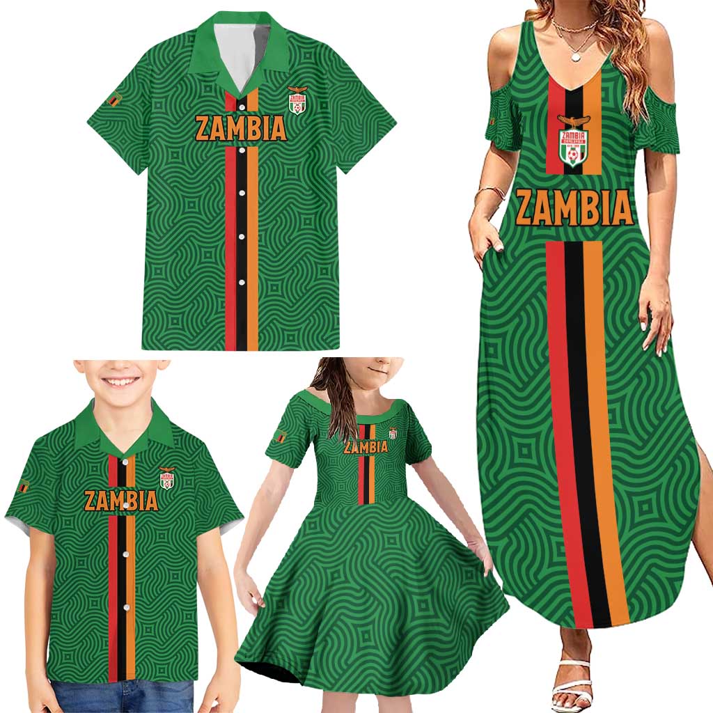 Custom Zambia Football Family Matching Summer Maxi Dress and Hawaiian Shirt Go Copper Bullets