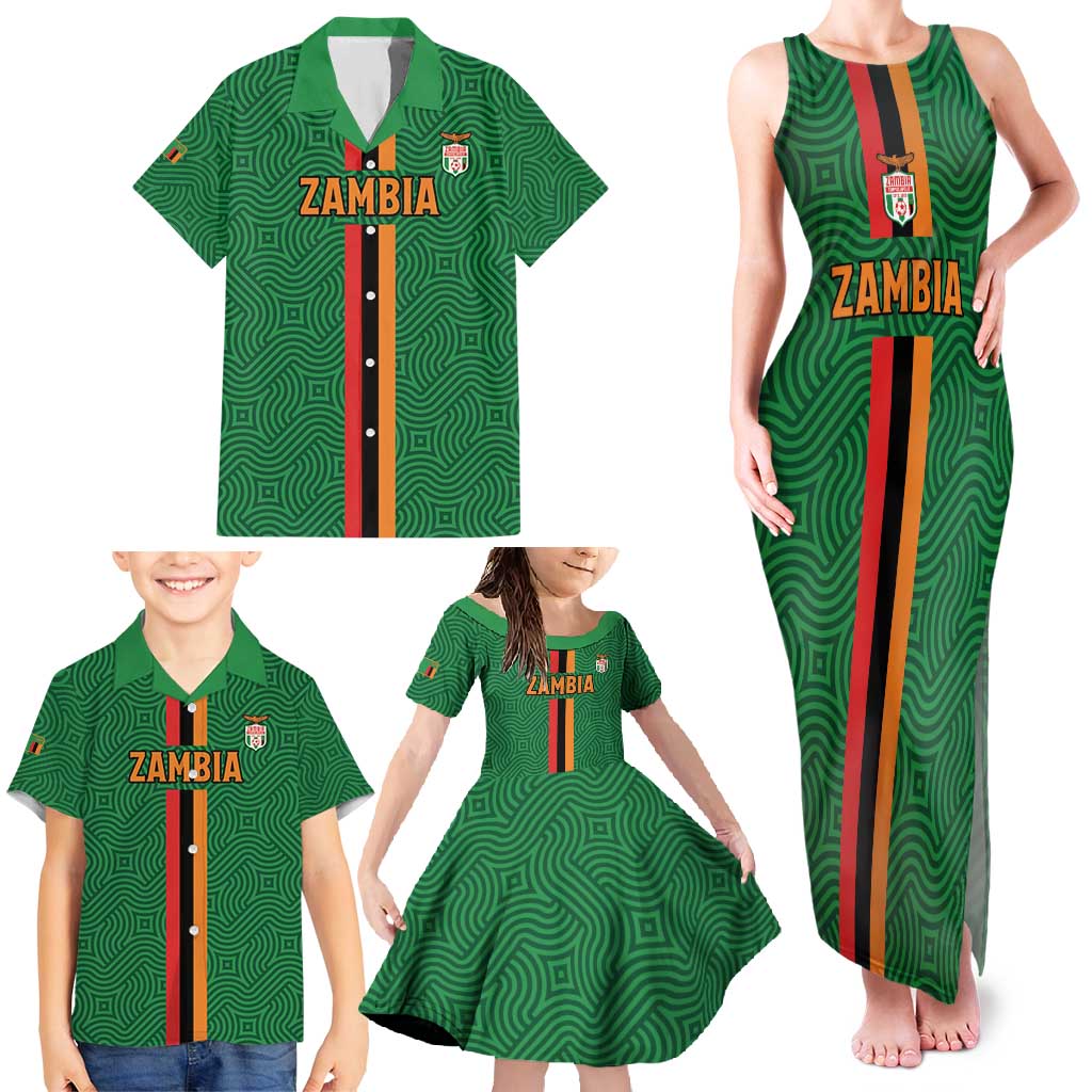 Custom Zambia Football Family Matching Tank Maxi Dress and Hawaiian Shirt Go Copper Bullets