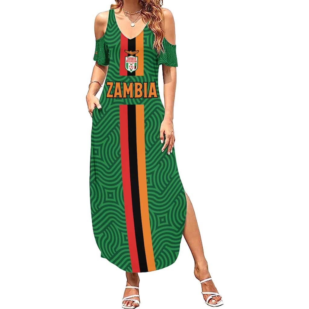 Custom Zambia Football Summer Maxi Dress Go Copper Bullets