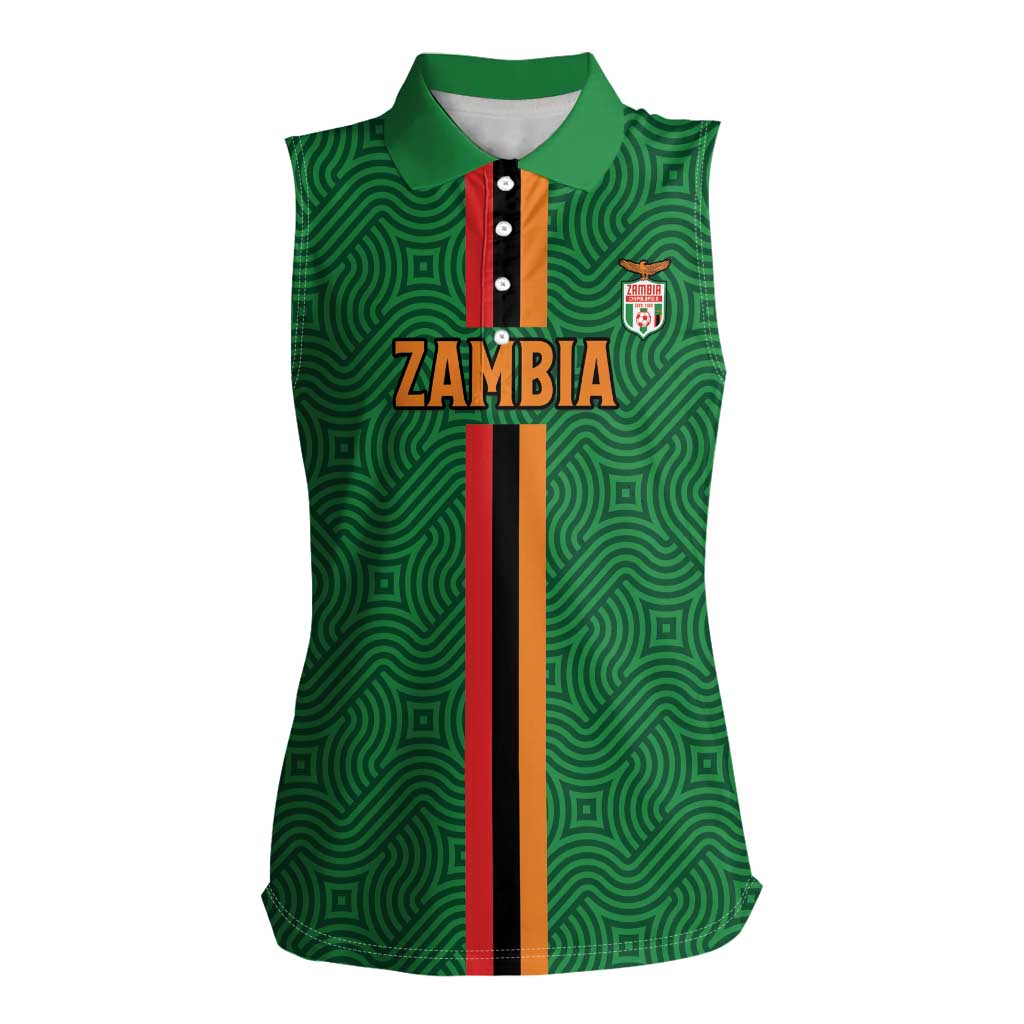 Custom Zambia Football Women Sleeveless Polo Shirt Go Copper Bullets