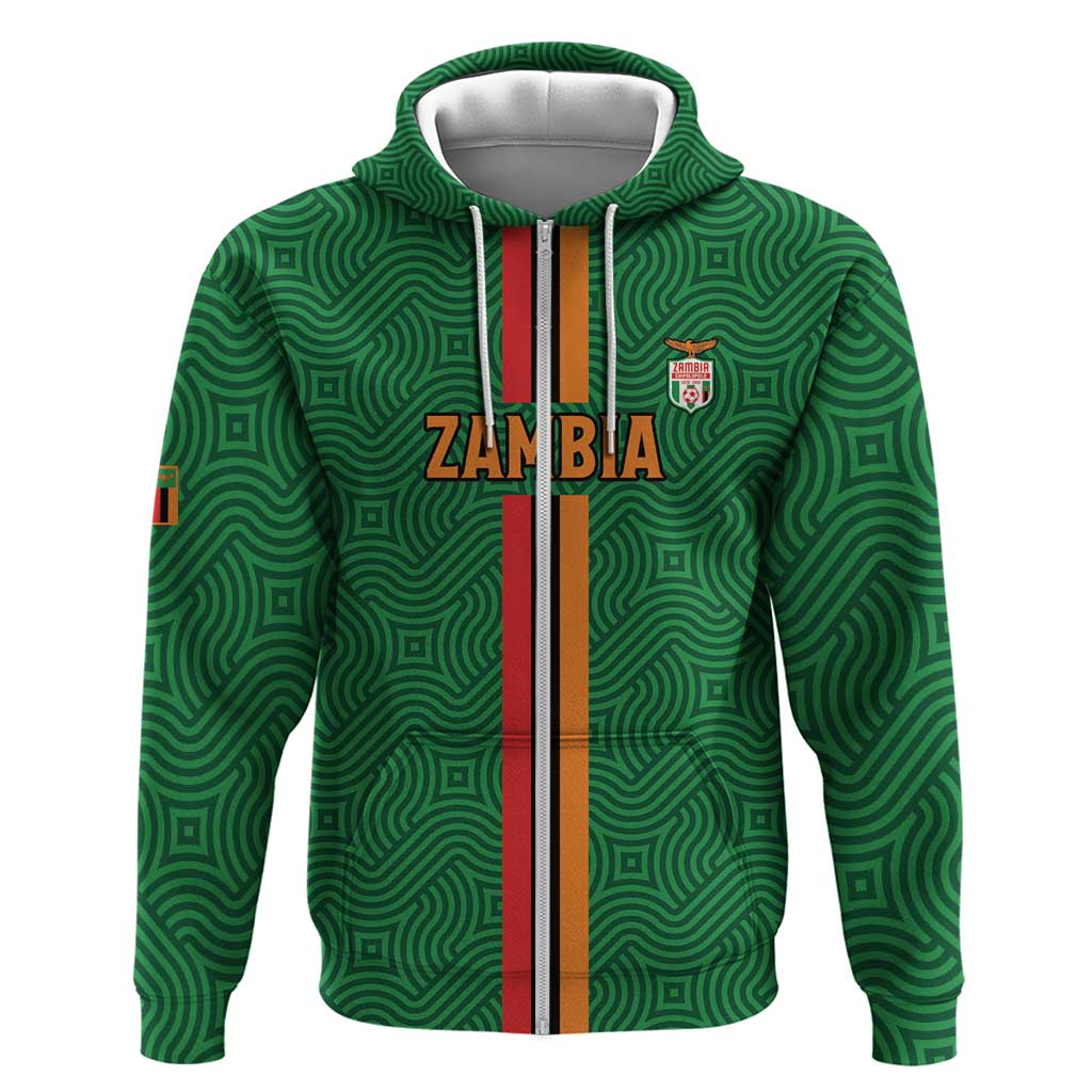 Custom Zambia Football Zip Hoodie Go Copper Bullets