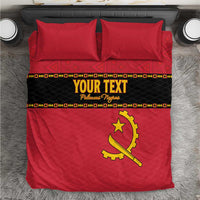 Red football-themed bedding set with two pillows, 'YOUR TEXT' banner and Angola crest