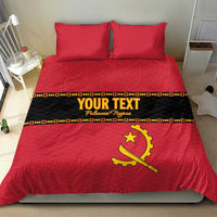 Red football bedding set with two pillows, 'YOUR TEXT' strip and yellow Angola crest