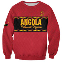 Red unisex football sweatshirt with ANGOLA front graphic, badge logo, long sleeves.
