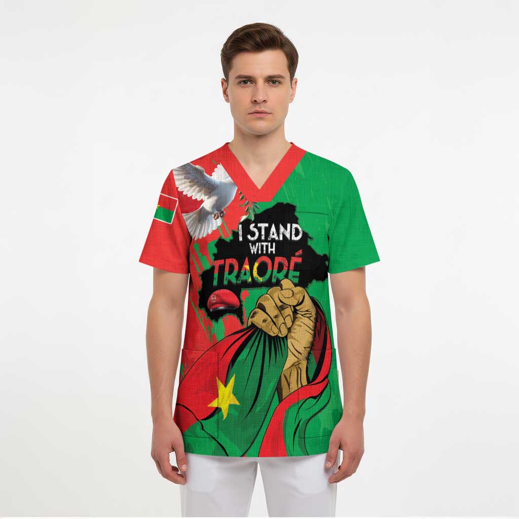 Traore Burkina Faso Scrub Top I Stand With Traore - Wonder Print Shop