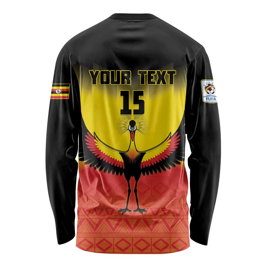 Black long-sleeve football shirt, back print with yellow eagle, Your Text 15 and trim