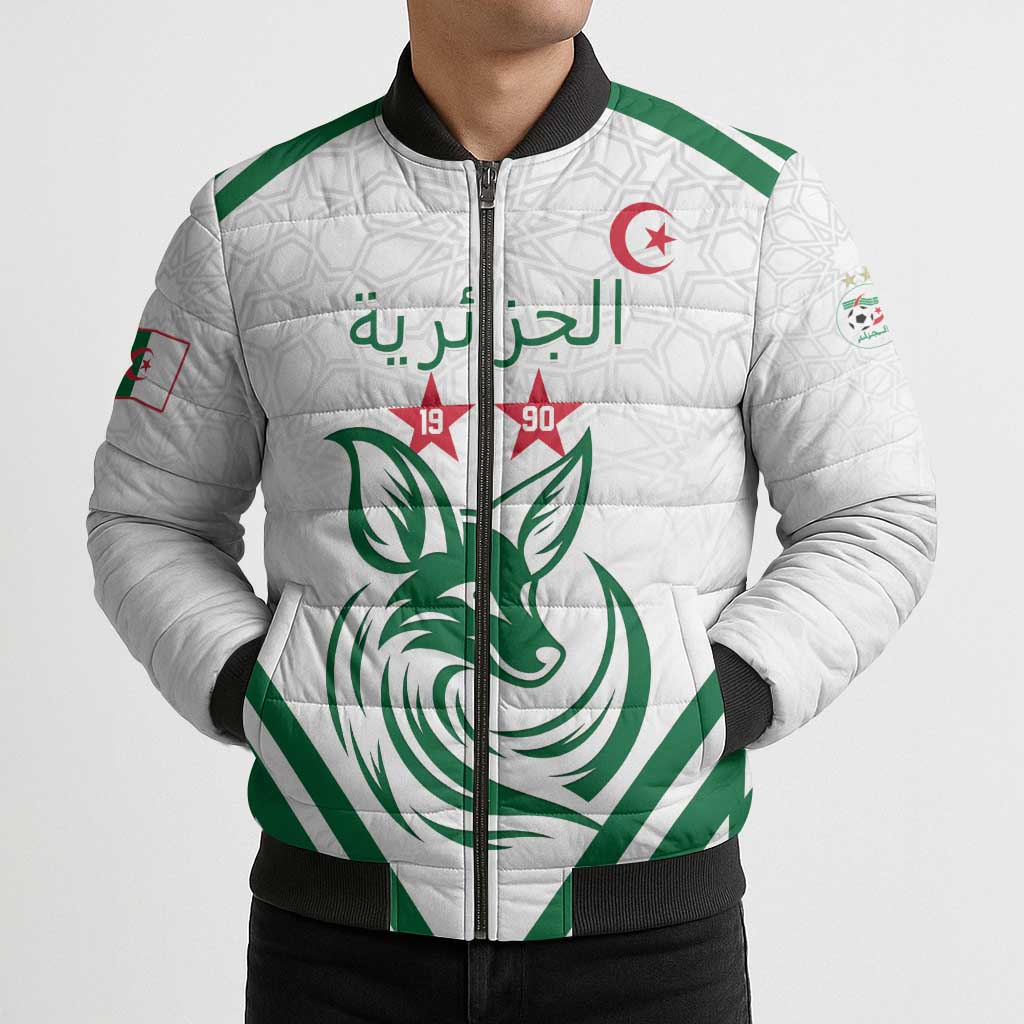 Custom Algeria Football Bomber Puffer Jacket Go Fennecs Go - Wonder Print Shop