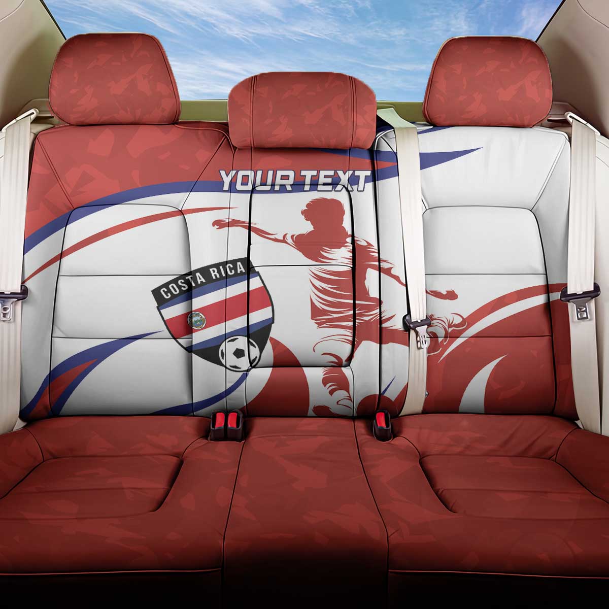 Custom Costa Rica Football Back Car Seat Cover Los Ticos With Bull Mascot - Wonder Print Shop