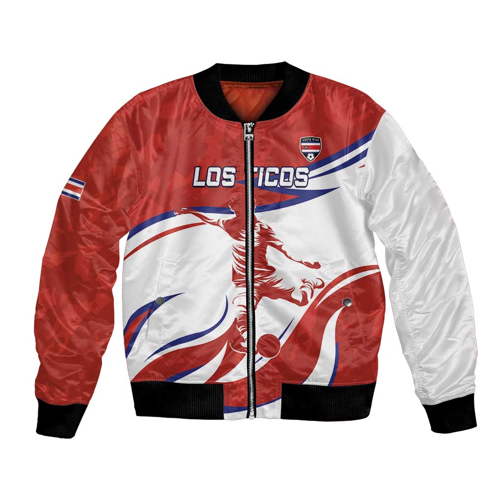 Custom Costa Rica Football Bomber Jacket Los Ticos With Bull Mascot - Wonder Print Shop