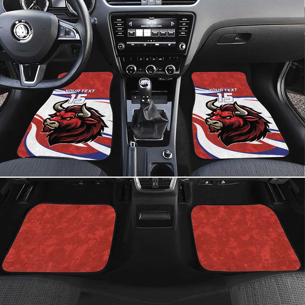 Custom Costa Rica Football Car Mats Los Ticos With Bull Mascot - Wonder Print Shop