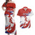 Custom Costa Rica Football Couples Matching Off Shoulder Maxi Dress and Hawaiian Shirt Los Ticos With Bull Mascot - Wonder Print Shop