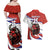 Custom Costa Rica Football Couples Matching Off Shoulder Maxi Dress and Hawaiian Shirt Los Ticos With Bull Mascot - Wonder Print Shop