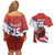 Custom Costa Rica Football Couples Matching Off Shoulder Short Dress and Hawaiian Shirt Los Ticos With Bull Mascot - Wonder Print Shop