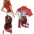 Custom Costa Rica Football Couples Matching Short Sleeve Bodycon Dress and Hawaiian Shirt Los Ticos With Bull Mascot - Wonder Print Shop