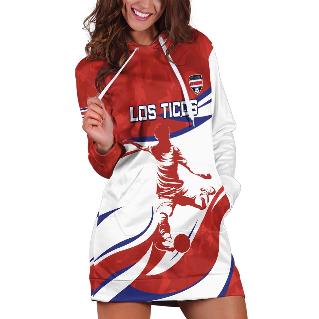 Custom Costa Rica Football Hoodie Dress Los Ticos With Bull Mascot - Wonder Print Shop