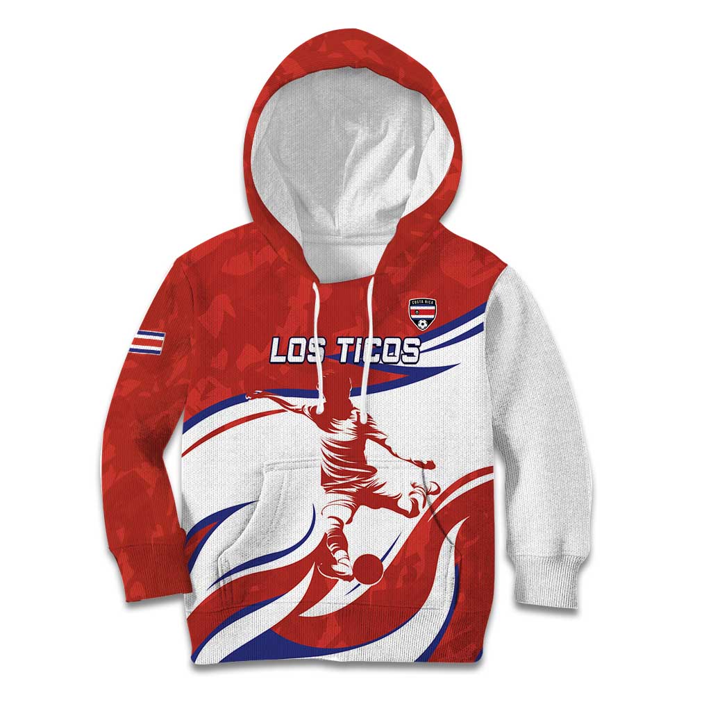 Custom Costa Rica Football Kid Hoodie Los Ticos With Bull Mascot - Wonder Print Shop