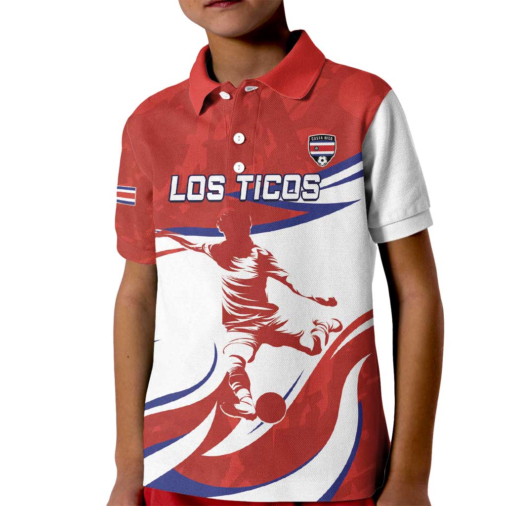 Custom Costa Rica Football Kid Polo Shirt Los Ticos With Bull Mascot - Wonder Print Shop