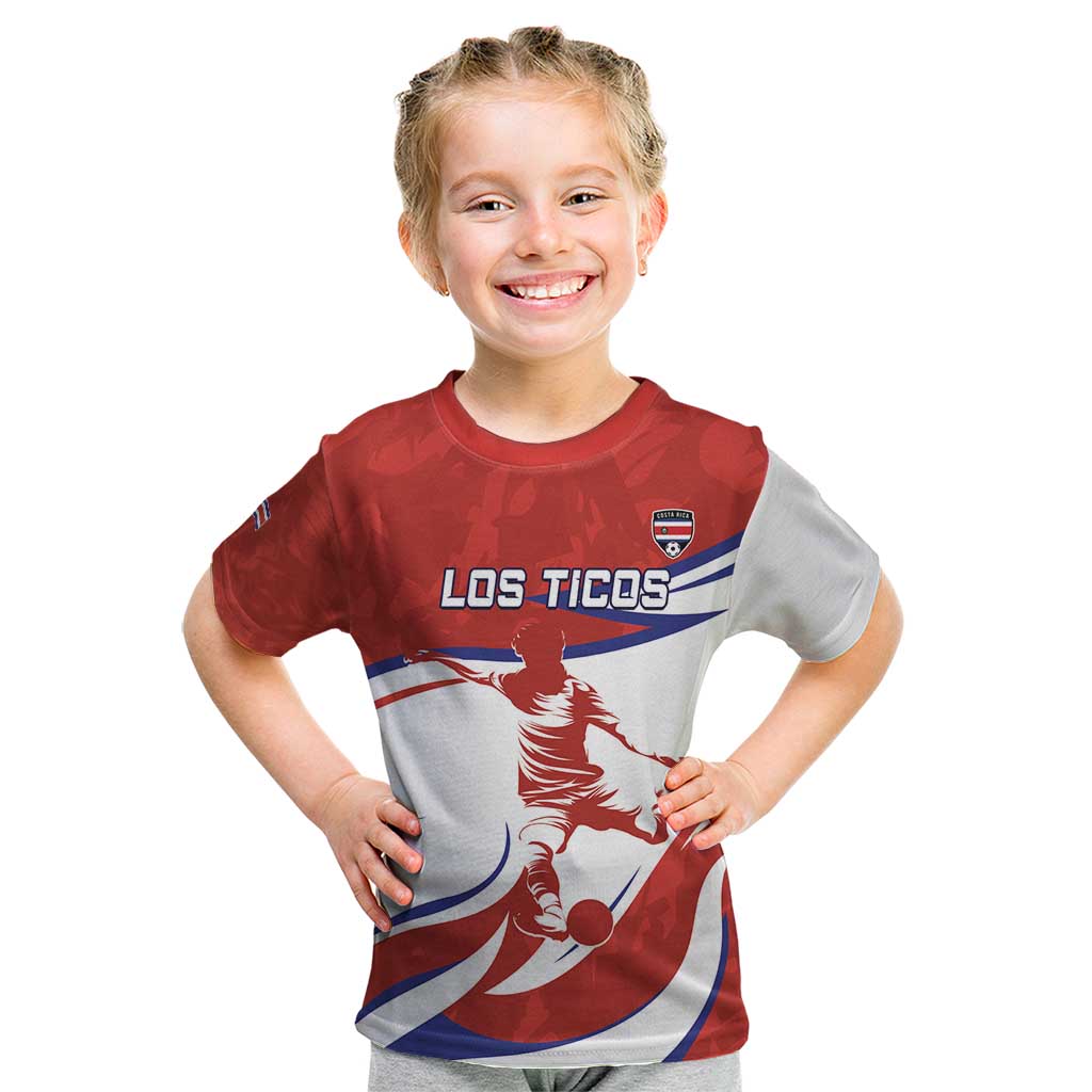 Custom Costa Rica Football Kid T Shirt Los Ticos With Bull Mascot - Wonder Print Shop