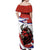 Custom Costa Rica Football Off Shoulder Maxi Dress Los Ticos With Bull Mascot - Wonder Print Shop