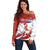 Custom Costa Rica Football Off Shoulder Sweater Los Ticos With Bull Mascot - Wonder Print Shop