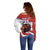 Custom Costa Rica Football Off Shoulder Sweater Los Ticos With Bull Mascot - Wonder Print Shop