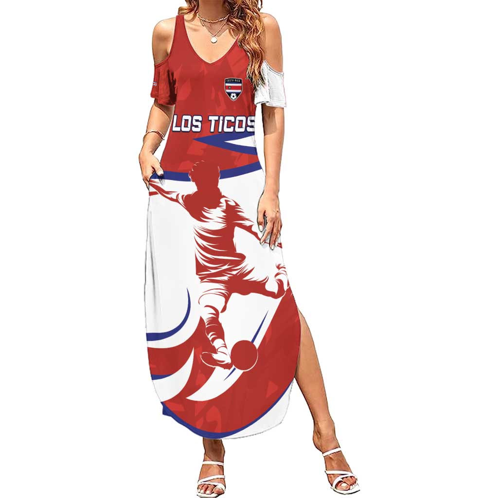 Custom Costa Rica Football Summer Maxi Dress Los Ticos With Bull Mascot - Wonder Print Shop