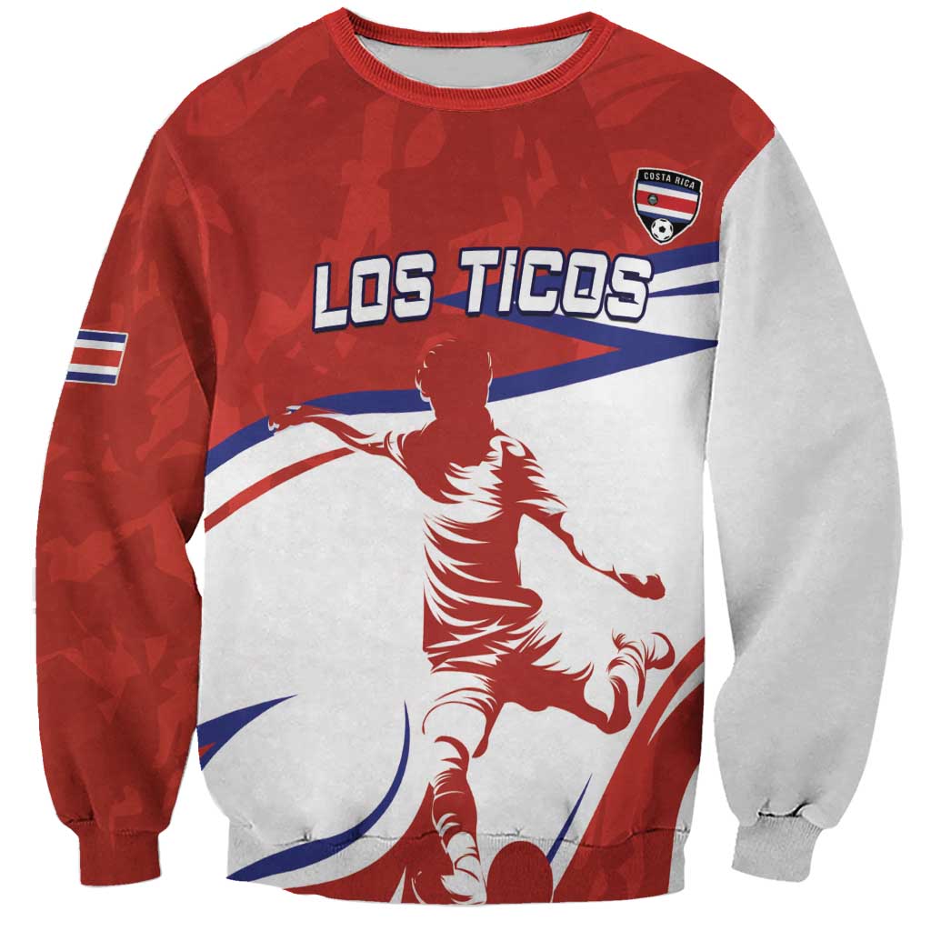 Unisex football sweatshirt with red, white, and blue Los Ticos graphic front