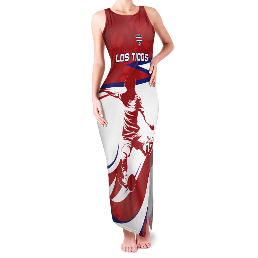 Custom Costa Rica Football Tank Maxi Dress Los Ticos With Bull Mascot - Wonder Print Shop