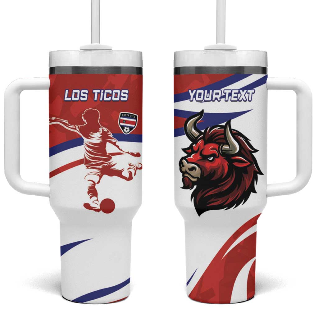 Custom Costa Rica Football Tumbler With Handle Los Ticos With Bull Mascot - Wonder Print Shop